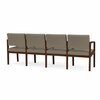 Lesro Lenox Wood 4 Seat Tandem Seating Wood Frame, Walnut, MD Farro Upholstery LW4103